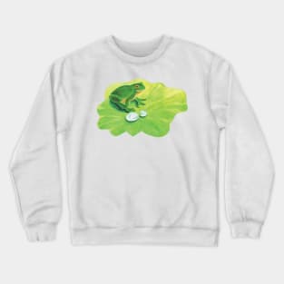 Frog On A Lily Pad Illustration Crewneck Sweatshirt